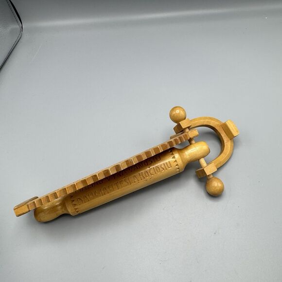 Vtg Finnish Wood Folk Art Wall Hanging Hand Saw Rolling Pin Travel Souvenir 11" - Picture 7 of 9